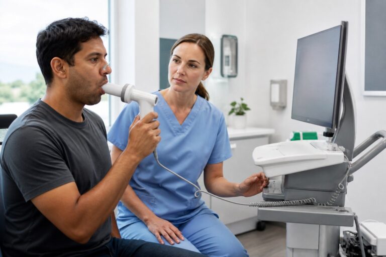 Lungenfunktionstest in einer pneumologischen Praxis [Bildinhalt mit KI erstellt]